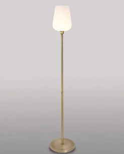 Giovanni Battista Stehlampe mit Glasschirm Echt-Messing Wohnzimmer* Glaslampen|Metall Lampen