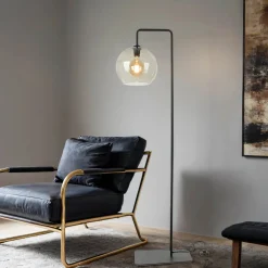 New Nowodvorski Stehlampe Rauchglas 160 cm E27 Kugelschirm Schwarz Grau