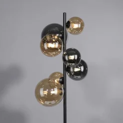 Paul Neuhaus Stehlampe Rauchgrau Bernstein Glas 155 cm G9 2100 lm* Wohnzimmerlampen|Metall Lampen