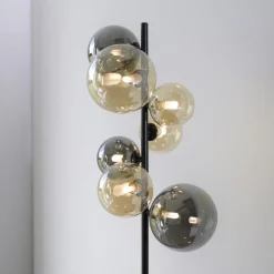 Paul Neuhaus Stehlampe Rauchgrau Bernstein Glas 155 cm G9 2100 lm* Wohnzimmerlampen|Metall Lampen