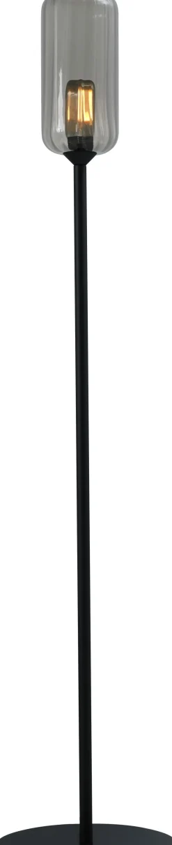 Hot Masterlight Stehlampe Schwarz 165 cm E27 Rauchglas Metall