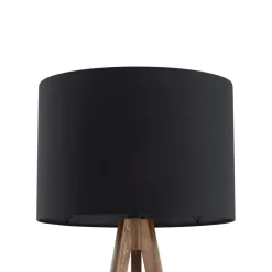 Online TK Lighting Stehlampe Schwarz 145 cm hoch Dreibein Holz Stoff E27