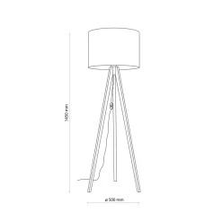 Online TK Lighting Stehlampe Schwarz 145 cm hoch Dreibein Holz Stoff E27