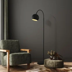 New Searchlight Stehlampe Schwarz E27 143 cm Metall verstellbar