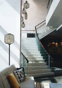 Masterlight Stehlampe Schwarz Glas Metall 163 cm für E27 ELYA