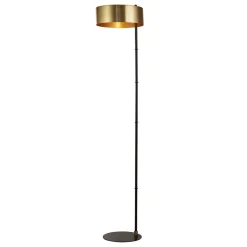 Searchlight Stehlampe Schwarz Gold E27 149 cm klein Metall Modern* Bürolampen|Wohnzimmerlampen