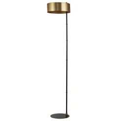 Searchlight Stehlampe Schwarz Gold E27 149 cm klein Metall Modern* Bürolampen|Wohnzimmerlampen