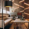 Luminex Stehlampe Stoff Metall 151 cm Wohnzimmer Schwarz Gold* Stofflampen|Moderne Lampen