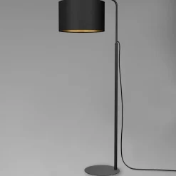Luminex Stehlampe Stoff Metall 151 cm Wohnzimmer Schwarz Gold* Stofflampen|Moderne Lampen