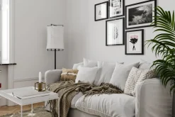 Discount By Rydéns Stehlampe Stoff Metall E27 150 cm hoch Schwarz Weiß