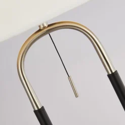 Clearance Searchlight Stehlampe Weiß Silber 161 cm E27 Zugschalter Stoff Metall