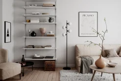 By Rydéns Stehlampe Wohnzimmer 160 cm Schwarz Weiß Metall Glas 4x G9* Wohnzimmerlampen|Metall Lampen