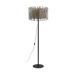 Hot TK Lighting Stehleuchte 158 cm Metall Jute Schwarz Braun E27 Modern
