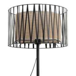 Hot TK Lighting Stehleuchte 158 cm Metall Jute Schwarz Braun E27 Modern