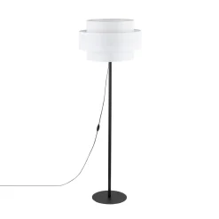 TK Lighting Stehleuchte 155 cm Schwarz Weiß Ø 50 cm Metall Stoff E27* Bürolampen|Stofflampen