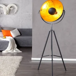 Clearance Invicta Interior Stehleuchte 160cm Retro Dreibein Schwarz Gold