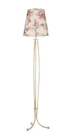 Jupiter Stehleuchte CRINE Blumen 165cm Shabby Gold Weiß* Stofflampen|Shabby Chic Lampen
