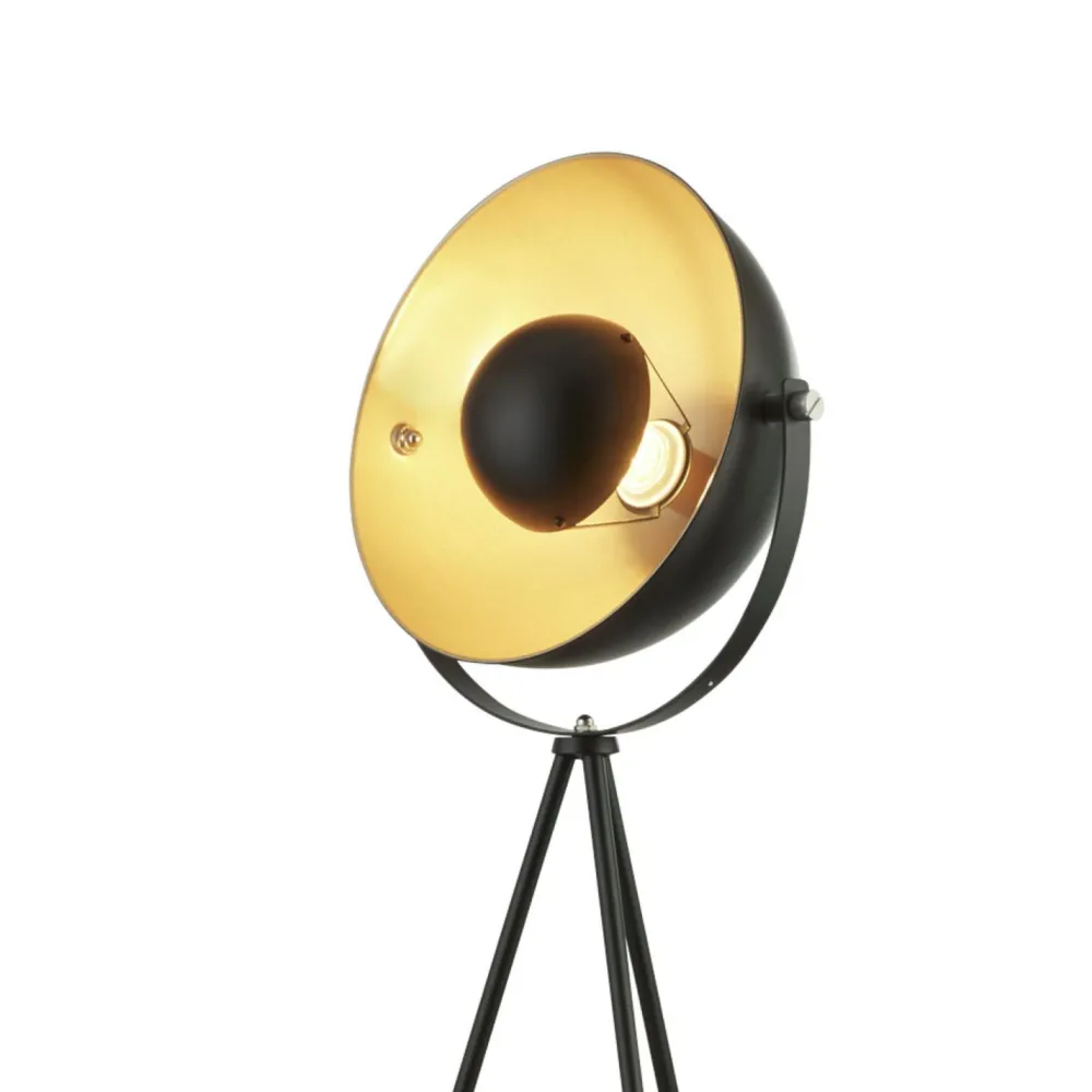 Searchlight Stehleuchte Dreibein Schwarz Gold E27 144 cm Metall* Wandleuchten|Bürolampen
