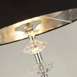 Searchlight Stehleuchte E27 157,5 cm niedrig Chrom Schwarz Stoffschirm* Bürolampen|Stofflampen