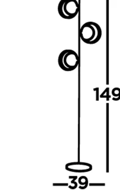 Online Searchlight Stehleuchte 3-flammig 149 cm Metall in Schwarz Gold G9