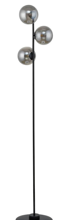 Sigma Stehleuchte 3-flammig Schwarz Glas Grau H:161 cm Modern* Kugellampen|Moderne Lampen