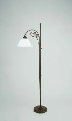 Berliner Messingleuchten Stehleuchte Glas Antik Messing E27 160 cm gemütlich* Wohnzimmerlampen|Metall Lampen