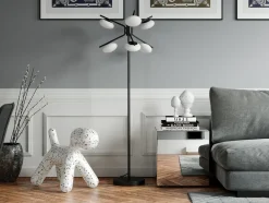 By Rydéns Stehleuchte Glas Metall G9 165 cm hoch Retro Schwarz Weiß* Wohnzimmerlampen|Glaslampen