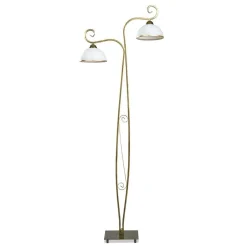 Discount Emibig Stehleuchte Gold Antik Weiß Metall Glas 2-flammig