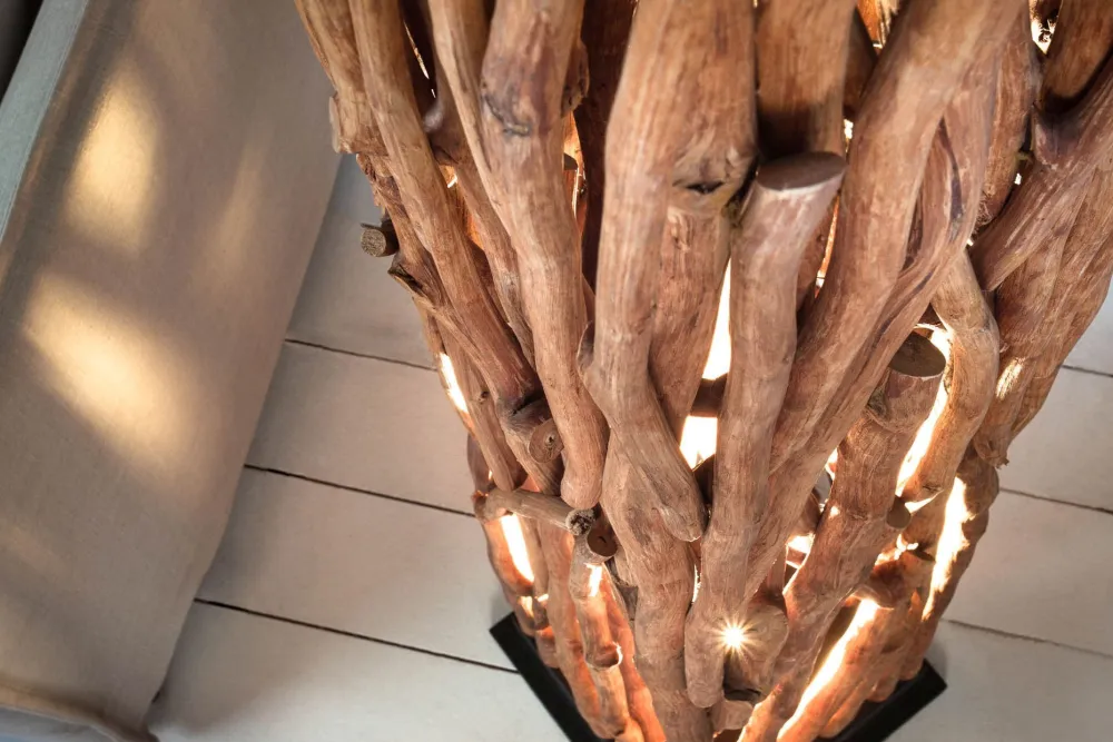 Invicta Interior Stehleuchte Holz Schwarz Natur 173 cm GU10 gemütlich* Holzlampen|Stehlampen