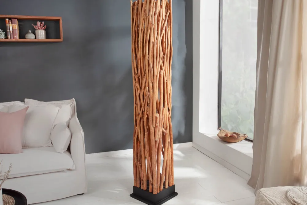 Invicta Interior Stehleuchte Holz Schwarz Natur 173 cm GU10 gemütlich* Holzlampen|Stehlampen
