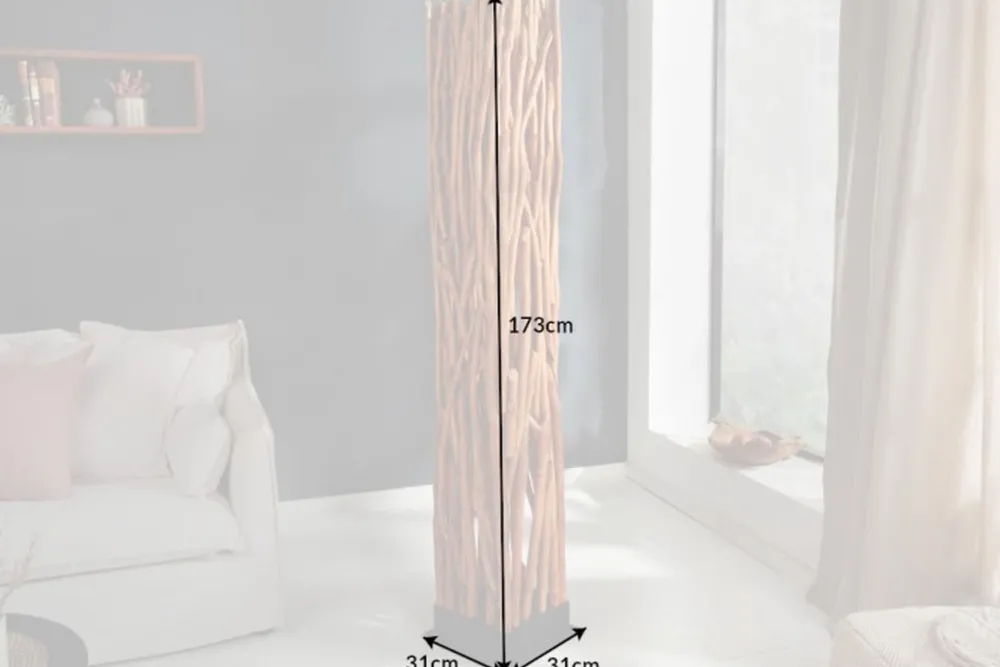 Invicta Interior Stehleuchte Holz Schwarz Natur 173 cm GU10 gemütlich* Holzlampen|Stehlampen