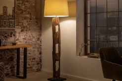 Best Invicta Interior Stehleuchte Holz Stoff Weiß blendarm 177 cm E27 Lesen