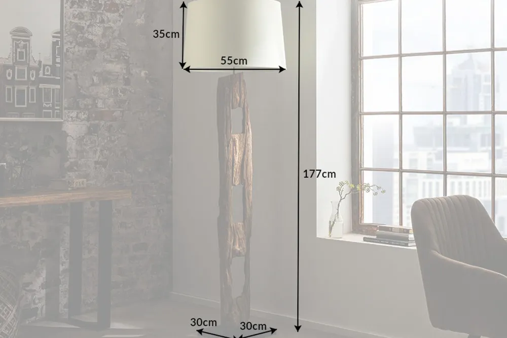 Best Invicta Interior Stehleuchte Holz Stoff Weiß blendarm 177 cm E27 Lesen