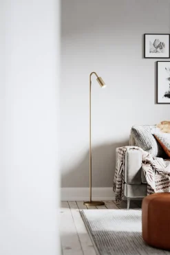 By Rydéns Stehleuchte klein 146 cm in Gold GU10 Metall Retro* Wohnzimmerlampen|Metall Lampen