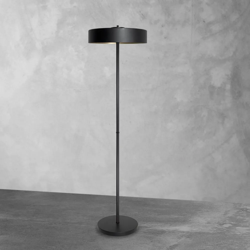 Giovanni Battista Stehleuchte klein 148,5 cm Messing Eisen in Schwarz Gold* Badezimmer Lampe|Bürolampen