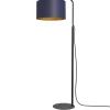 Luminex Stehleuchte klein Metall Stoff 151 cm E27 Blau Gold* Metall Lampen|Stehlampen