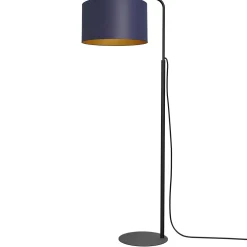 Luminex Stehleuchte klein Metall Stoff 151 cm E27 Blau Gold* Metall Lampen|Stehlampen