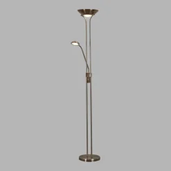 Best Searchlight Stehleuchte LED in Messing mit Leselampe 3000 K