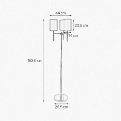 Giovanni Battista Stehleuchte Messing Stoff Blau 3-flammig 153,5 cm klein* Bürolampen|Lampen Aus Aller Welt