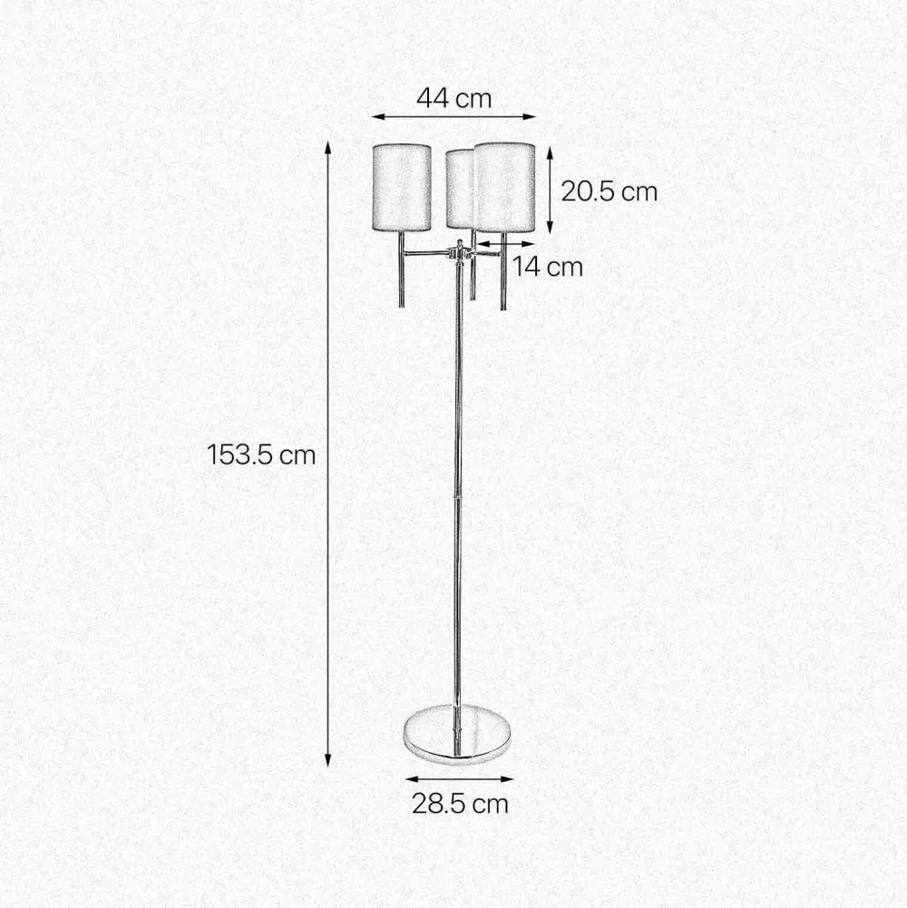 Giovanni Battista Stehleuchte Messing Stoff Blau 3-flammig 153,5 cm klein* Bürolampen|Lampen Aus Aller Welt