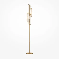 Maytoni Stehleuchte Metall 161,5 cm in Gold Weiß (Stein) G9* Designerlampen|Stehlampen