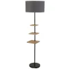 Searchlight Stehleuchte mit Ablage 163 cm Grau E27 Holz Stoff* Bürolampen|Stofflampen