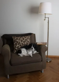 Online By Rydéns Stehleuchte mit Leselampe 157 cm Messing antik Weiß E27 + LED