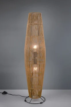 Best Trio Reality Stehleuchte Papier Metall Schwarz Braun E27 103 cm