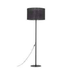 TK Lighting Stehleuchte Schwarz 160 cm Ø 50 cm Metall Stoff E27* Bürolampen|Stofflampen
