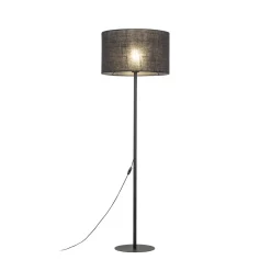 TK Lighting Stehleuchte Schwarz 160 cm Ø 50 cm Metall Stoff E27* Bürolampen|Stofflampen