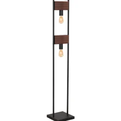 Luminex Stehleuchte Schwarz Braun 148 cm niedrig Metall* Holzlampen|Stehlampen