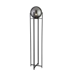 Searchlight Stehleuchte Schwarz Rauchgrau E27 159 cm Glas Metall* Wohnzimmerlampen|Glaslampen