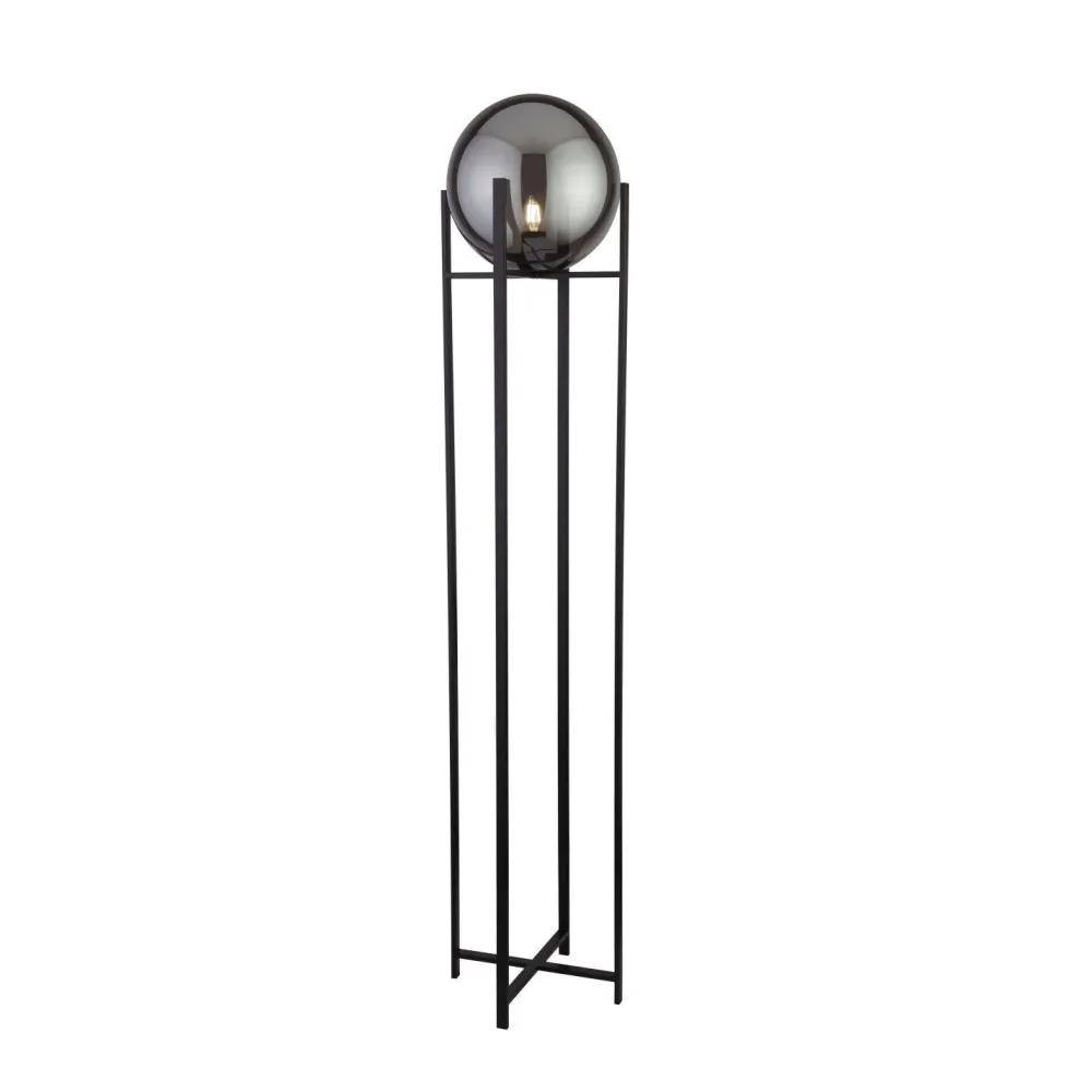 Searchlight Stehleuchte Schwarz Rauchgrau E27 159 cm Glas Metall* Wohnzimmerlampen|Glaslampen