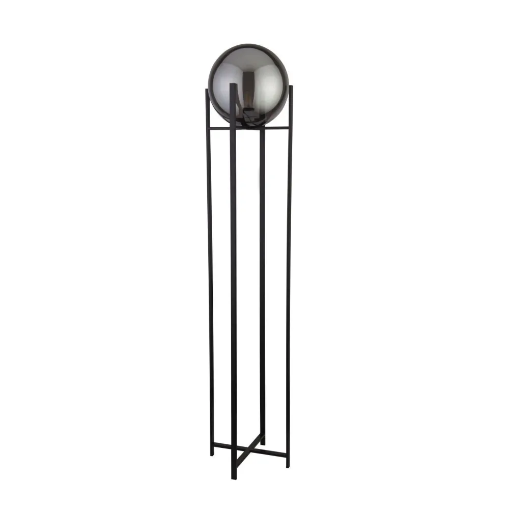 Searchlight Stehleuchte Schwarz Rauchgrau E27 159 cm Glas Metall* Wohnzimmerlampen|Glaslampen